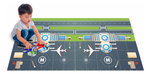 Tapete Lona Brinquedo Para Criança Aeroporto Pista De Avião Cor PISTA AVIÃO - PA02