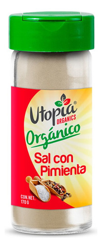 Sal Con Pimienta Utopia Orgánico Frasco De Vidrio 170g