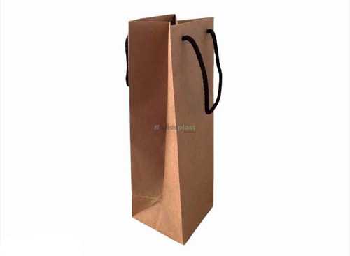1 Bolsa Papel Kraft Asas Macrame 11x11x34cm M-13 P/ Botella