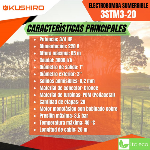 Bomba Sumergible 3/4 Hp 3 85 Mts Pozo Agua Riego Piscina