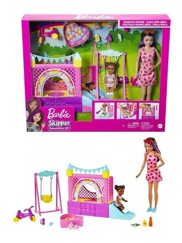 Barbie Skipper Babysitters Casa Inflable C/2 Muñecas Mattel 