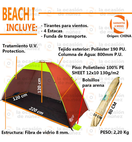 Carpa Playera Waterdog Beach1 Iglu Para Playa Camping Sombri