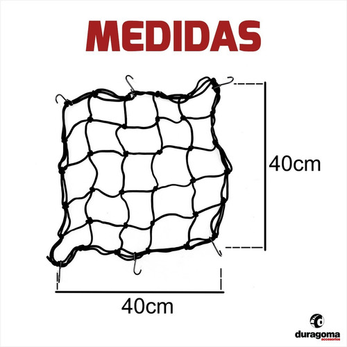 Imagen 2 de 6 de Red Elástica Pulpo 40x40 Reforzada 6 Ganchos Metálicos Moto