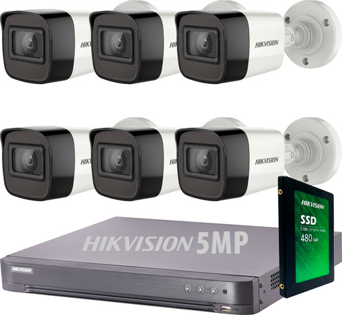 Kit Seguridad Hikvision Dvr 4k 8 Ch + 6 Camaras 5mp + 1 Tb