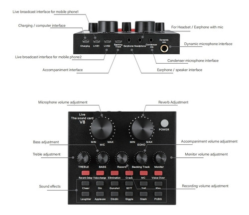 Tarjeta Mesa De Sonido Live V8 Streaming Transmicion En Vivo