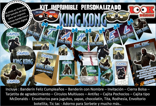 Kit Imprimible Candy Bar King Kong Personalizado