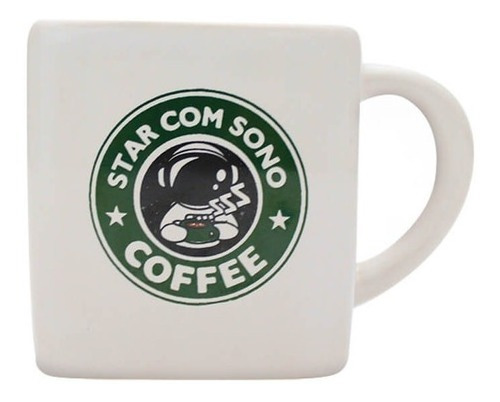 Caneca Branca Quadrada Frase Star Com Sono Coffe