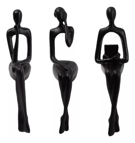 Estatuillas De Arte Abstracto Moderno Con Estatua De 3 Pieza Color Negro