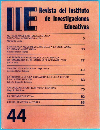 Revista Del Instituto De Investigaciones Educativas 1984