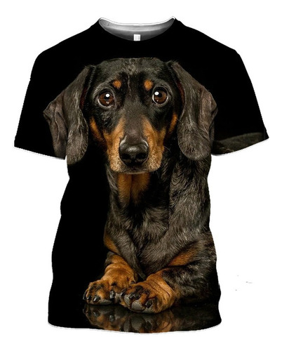 Camiseta Con Estampado De Perro Salchicha En 3d