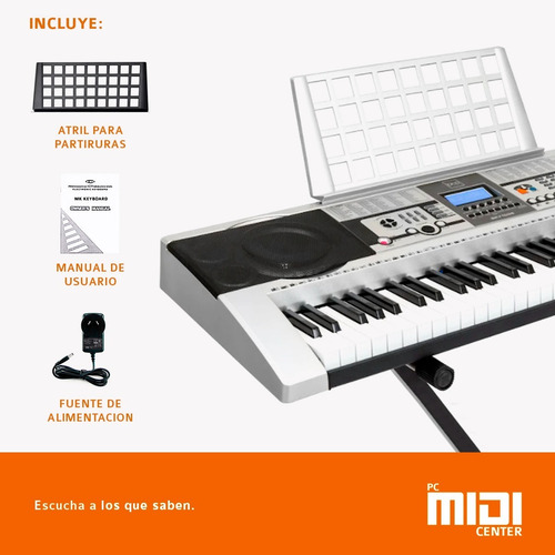 Imagen 4 de 10 de Organo Teclado Musical Mk922 61 Teclas Split Lcd T03 Fuente