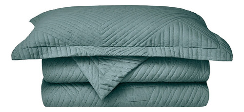 Kit Colcha Cobre Leito Casal Virtuos 3 Peças Camesa Verde Lisa
