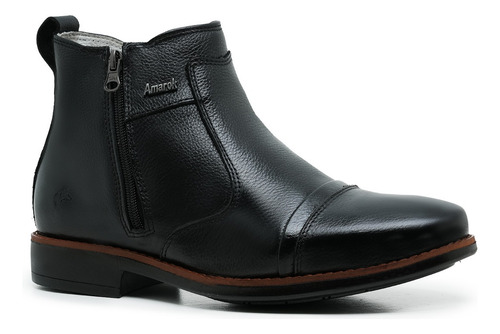 Bota Botina Em Couro Legítimo Com Zíper Lateral Country