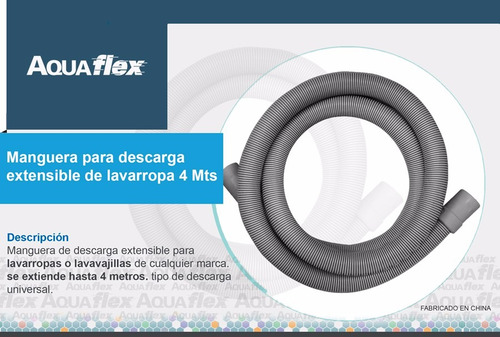 Manguera Flexible Descarga Lavarropa 4 Mts Pdl400 Aquaflex