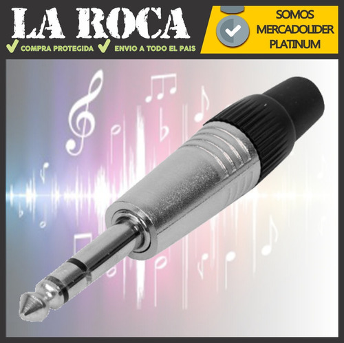 Imagen 4 de 10 de Pack 10 Fichas Conector Plug Metalico 6.5 1/4 Trs Stereo