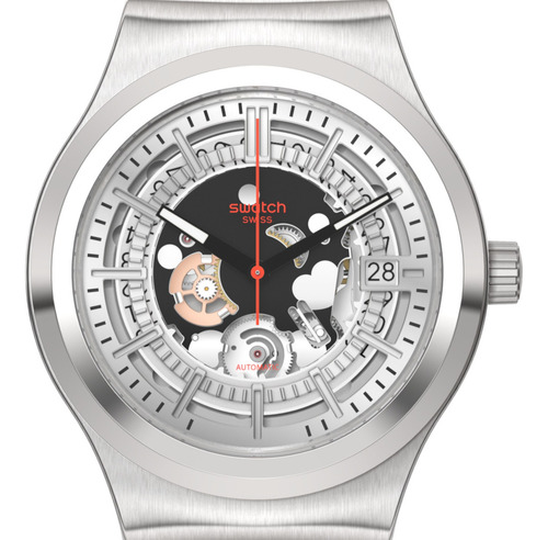 Reloj Swatch Sistem Through Again Yis431 Color de la correa Negro Color del bisel Gris