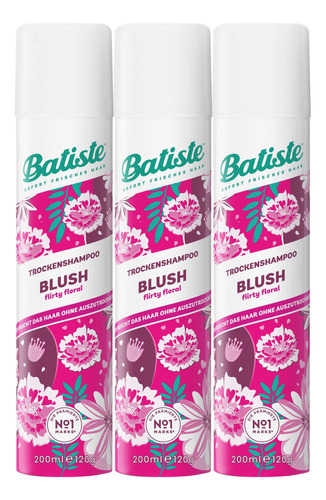 Batiste Champu Seco, Fragancia Rubor, 3 Unidades