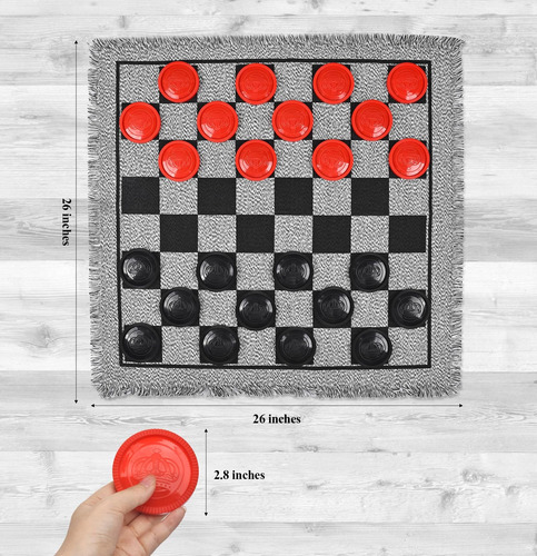 Quadpro Juego De Mesa De Damas Gigantes, Juego 3 En 1 Jumbo