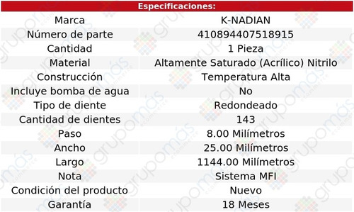 Banda Distribucion Lexus Sc300 L6 3.0l 92 Al 00 K-nadian