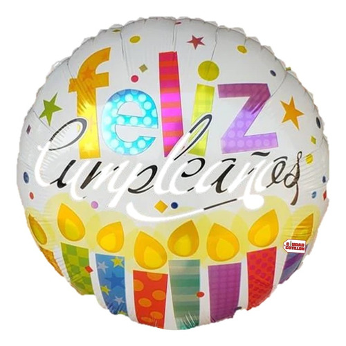 Globo Metalizado 18 Pul 45cm Feliz Cumpleaños Velas - Cc