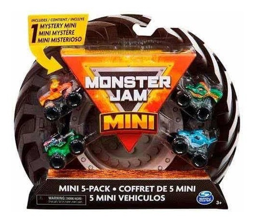 Monster Jam Pack De 5 Mini Vehículos Uno Sorpresa