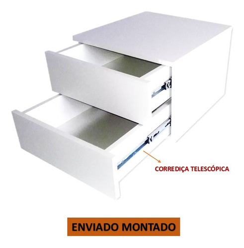 Mesa De Cabeceira Suspensa Criado Mudo 2 Gavetas Montado Mdf