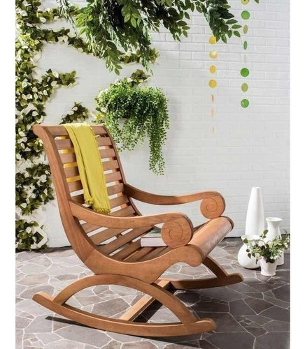 Silla Mecedora Para Exterior De Madera Estilo Teca Sonora