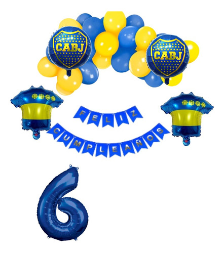 Combo 3 Decoración Globos  Boca Futbol Camiseta Numero 