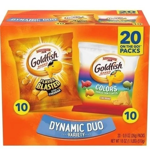 Goldfish Galletas Pescadito Extra Cheddar Duo Colors 20 Pack