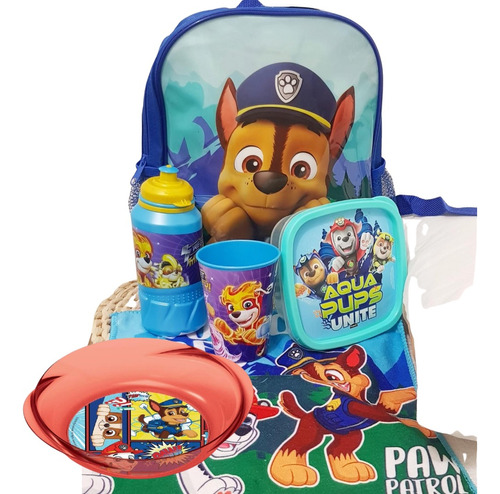 Set Mochila De Espalda+ Set Paw Patrol Original, Patrulla