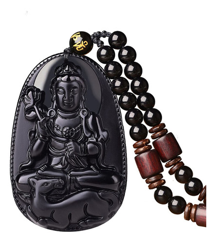 Colgante De Obsidiana Zodíaco Boddha Amuleto Talisman