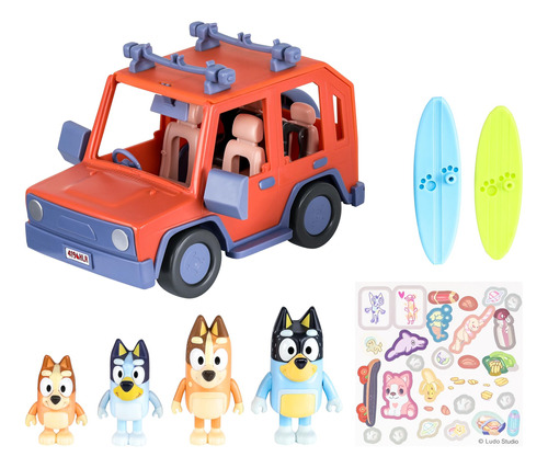 Vehículo 4×4 Toy Bluey Heeler Family Con 4 Figuras Y Accesor