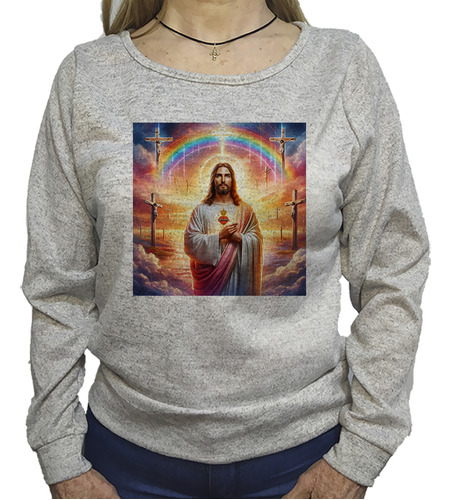 Buzo Lanilla Jesus Sagrado Corazon Arco Iris Religion