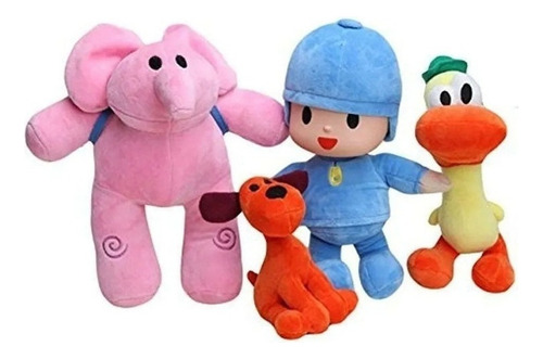 Juego De 4 Figuras De Peluche Pocoyo Elly Pato Loula De