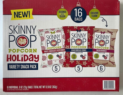 Skinny Pops - Bolsas Variadas Navideñas. 16 Bolsas De 0.8 On