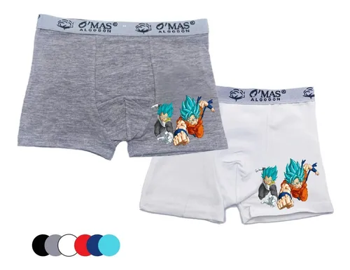 Pack 2 Bóxer Niños Algodón Calzoncillos Goku Vegeta Dragon