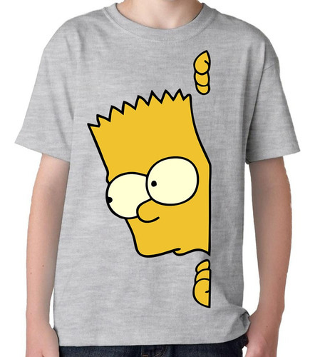 Camiseta Remera Bart Simpson Asomado Para Niños