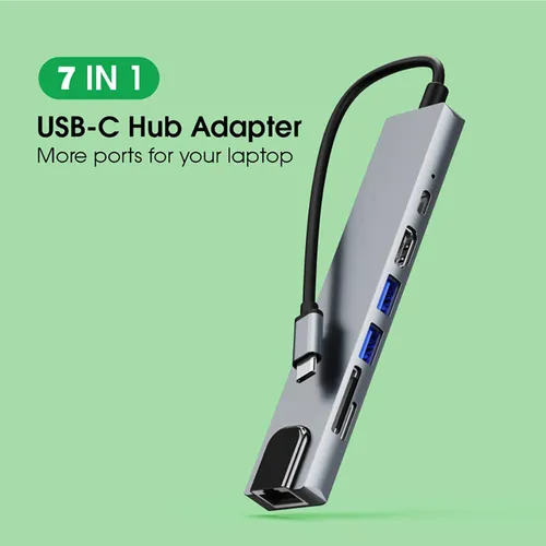 D Multipuertos De Adaptador De Concentrador Ethernet Tipo C,