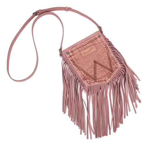 Wrangler Crosbody Denim Con Flecos Para Mujer Rosa Lisa Níquel Rosa