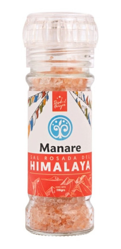 Imagen 1 de 6 de Molinillo Sal Rosada De Himalaya 110gr / 100% Natural Manare