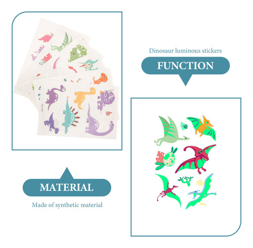 Adhesivo Con Estampado De Dinosaurios Que Brillan En La Oscu