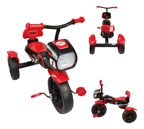 Triciclo Para Niños Diseño De Motocicleta Y Con Luz Y Sonido Color Rojo