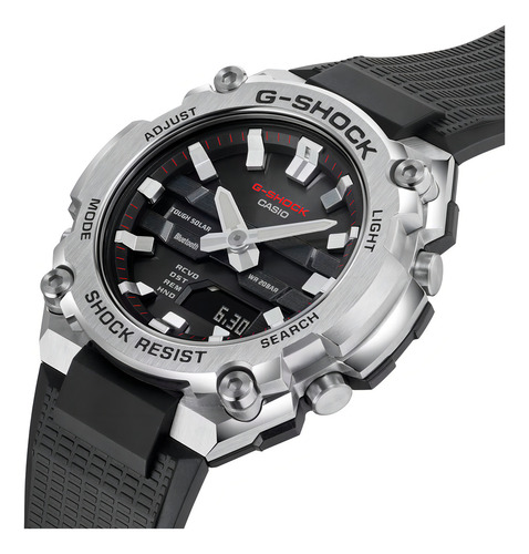 Relógio prateado masculino de resina/aço G-shock GST-B600-1A