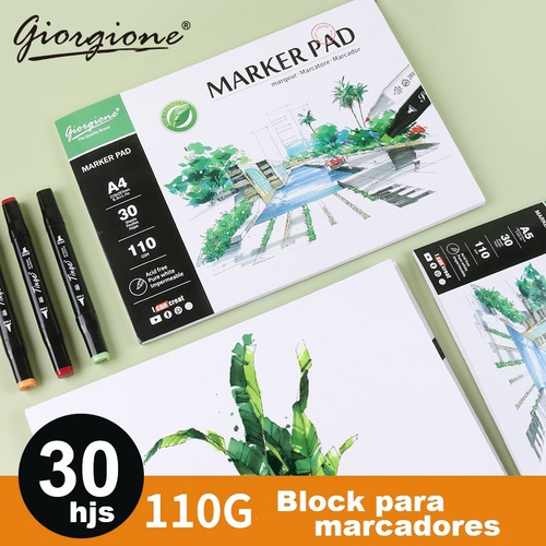 Imagen 7 de 10 de Croquera Block Para Marcador Giorgione 30hjs 110g A4 21x30