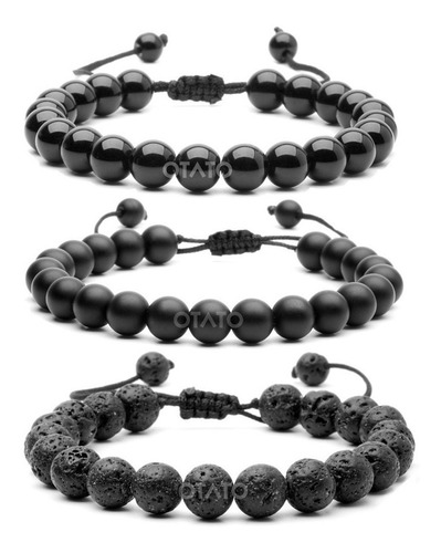 Pulsera Hombre Pulsera Piedras Naturales Brazalete 3 En 1