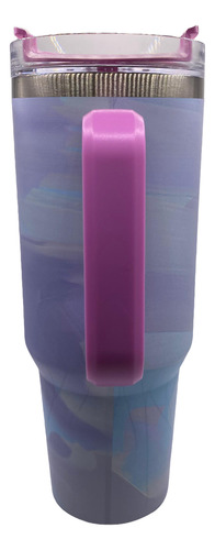 Vaso Térmico Quencher Acero Inox Veteado 1,2ml Efecto Marmol Violeta Mármol