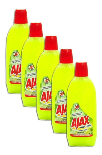 Limpador Ajax Fresh Lemon 500ml Kit 5