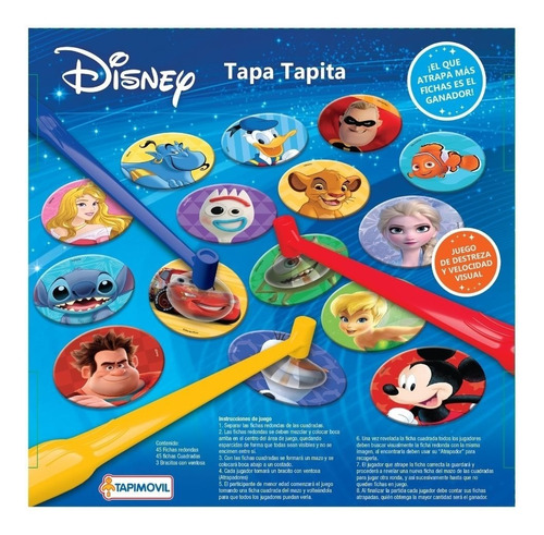 Imagen 3 de 5 de Juego De Mesa Disney Tapa Tapita Juguete Velocidad Visual