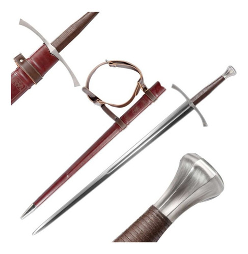 Mandoble Medieval Funcional En Acero 1060 Knights Collection Color Marrón