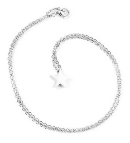 Imagen 4 de 4 de Collar Mujer Estrella Minimalista Acero Inoxidable Plata